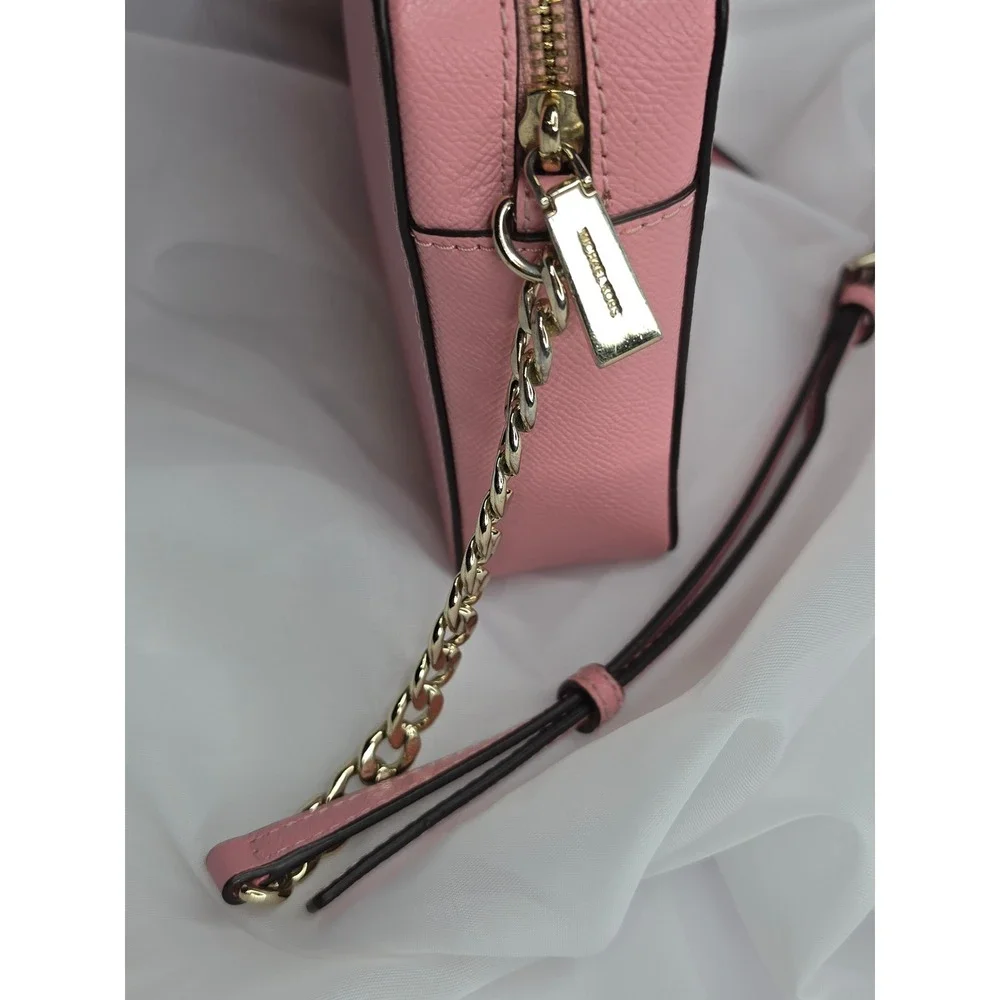 Michael Kors Jet Set Large East West Crossbody Bag Pink Saffiano Leather Gold HW